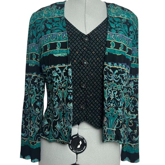Carole Little Tops - Vintage Carole Little Multicolored Patterned Vest and Sweater Size 4
